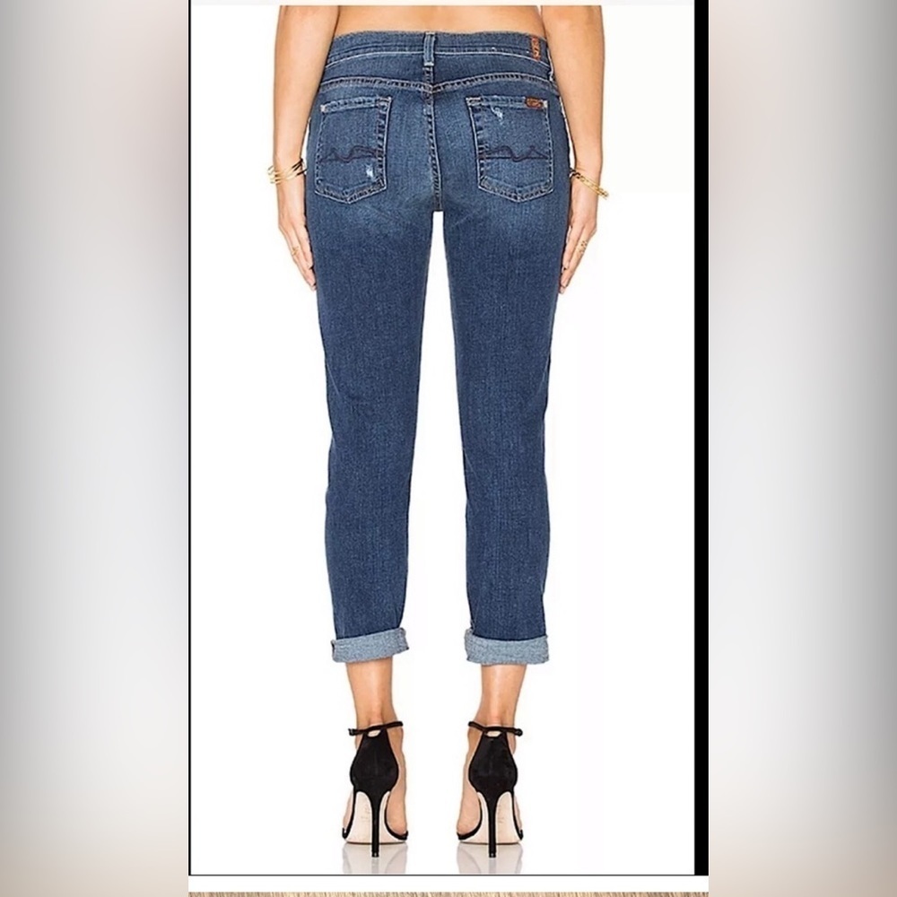 7 for all Mankind Josefina Skinny Boyfriend Destroyed Denim Jeans - Picture 2 of 9